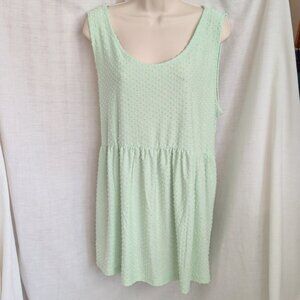 Chic Soul Tank Top 2XL Green T-Shirt Raised Swiss Dot Babydoll Weekender New